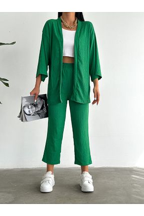 ست بالاتنه و پائین تنه سبز زنانه بافت alenmoda - کد 316847710