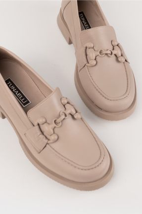 کفش لوفر قهوه ای زنانه چرم طبیعی پاشنه کوتاه ( 4 - 1 cm ) کد 712237864