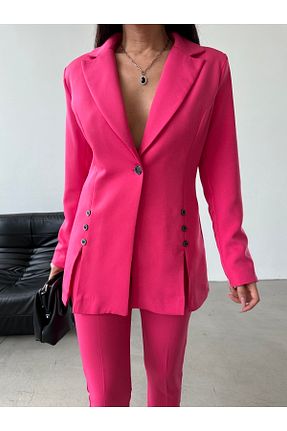کت و شلوار صورتی زنانه یقه پرستوئی RG style - کد 712424820