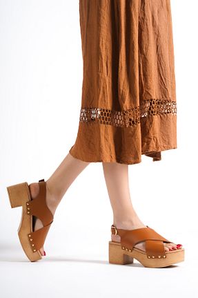 صندل قهوه ای زنانه پاشنه ضخیم DaphneSandals - کد 712571065