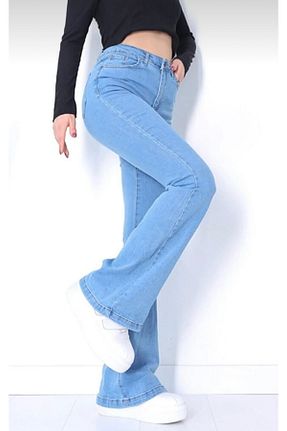 شلوار جین آبی زنانه پاچه اسپانیولی Pubi - کد 712976924