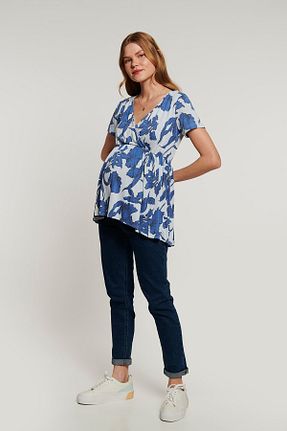 تیشرت بارداری آبی زنانه رگولار Lyn Mama - کد 694979426