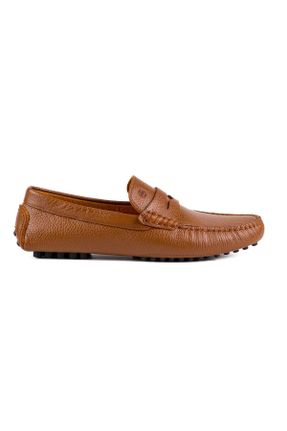 کفش لوفر قهوه ای مردانه چرم طبیعی پاشنه کوتاه ( 4 - 1 cm ) کد 713167692