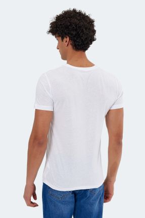 تی شرت سفید مردانه رگولار یقه گرد تکی کد 712802977