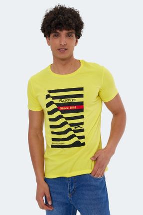 تی شرت زرد مردانه رگولار یقه گرد تکی کد 712803062