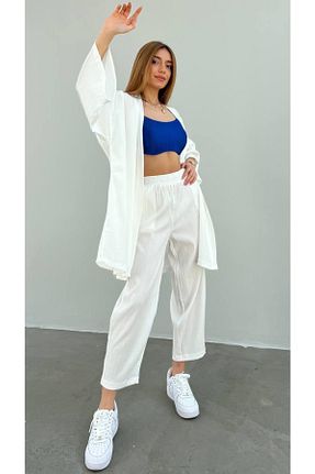 کیمونو و کافتان سفید زنانه کتان LB Laluna Butik - کد 713440065