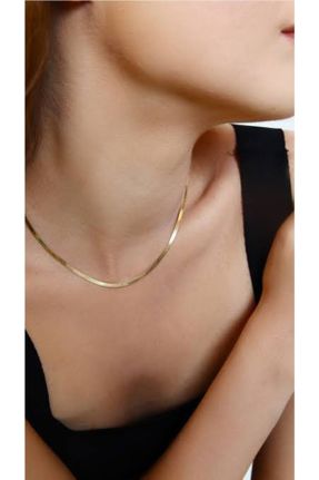 گردنبند استیل طلائی زنانه فولاد ( استیل ) کد 712257459