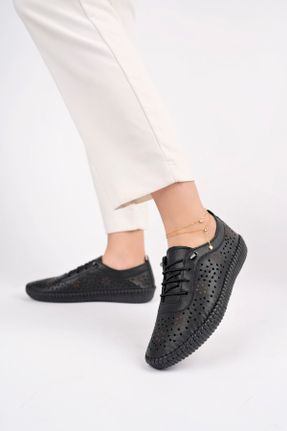 کفش کژوال مشکی زنانه چرم طبیعی پاشنه کوتاه ( 4 - 1 cm ) پاشنه ساده کد 707362437