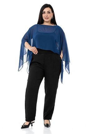 کافتان و کیمونو سایز بزرگ سرمه ای زنانه بافتنی DISENTIS MODEST - کد 712404460