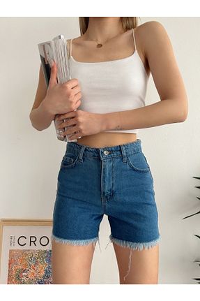 شلوارک و برمودا آبی زنانه فاق بلند ÇEÇİM - کد 712492111