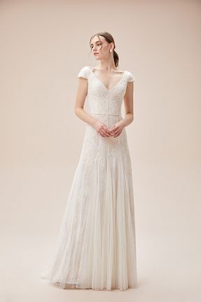 لباس عروس سفید زنانه دانتل Oleg Cassini - کد 132699767