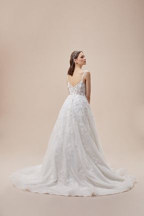 لباس عروس قهوه ای زنانه دانتل Oleg Cassini - کد 275739298