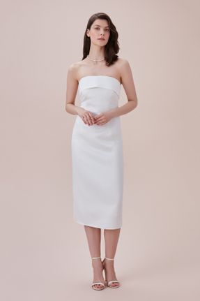 لباس مجلسی سفید زنانه استراپلز کد 706375674