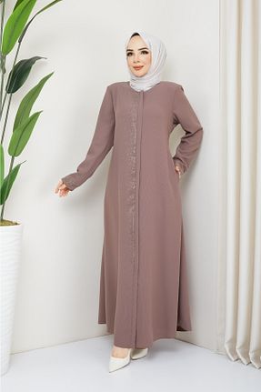 مانتو بلند حجاب بژ زنانه KMKkombin - کد 713028308