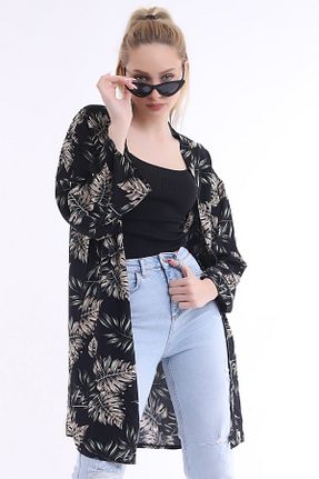 کیمونو و کافتان مشکی زنانه ویسکون d dnz fashion - کد 46789558