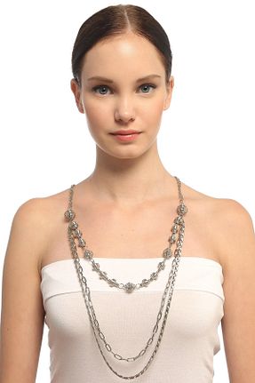 گردنبند جواهر خاکی زنانه ROUGE - کد 94125312