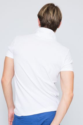 تی شرت سفید مردانه اسلیم فیت یقه پولو تکی بیسیک کد 2038763