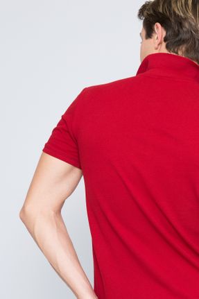 تی شرت قرمز مردانه اسلیم فیت یقه پولو تکی بیسیک کد 2038716