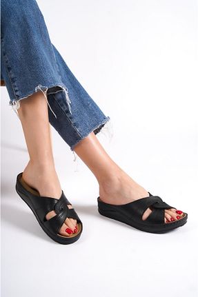 دمپائی مشکی زنانه چرم مصنوعی Capone Outfitters - کد 635469276