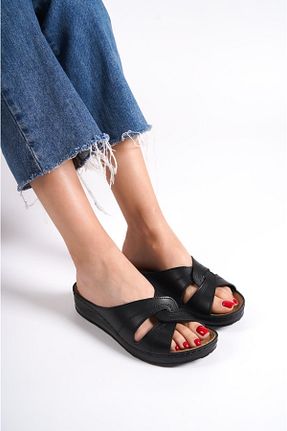 دمپائی مشکی زنانه چرم مصنوعی Capone Outfitters - کد 635469276