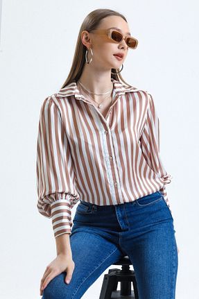 پیراهن قهوه ای زنانه اورسایز MD trend - کد 712427954