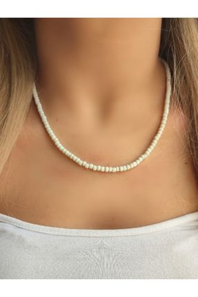 گردنبند جواهر سفید زنانه روکش نقره کد 306844529
