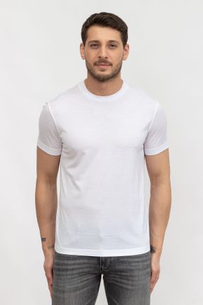 تی شرت سفید مردانه یقه گرد کد 712601639
