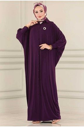 کلاه و ابایا بنفش زنانه بافتنی MODAMÜNASİP - کد 712994081