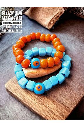 دستبند جواهر نارنجی زنانه منجق bizizmoda - کد 713577128