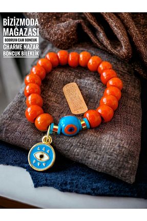 دستبند جواهر نارنجی زنانه منجق bizizmoda - کد 713577598