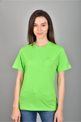 تی شرت سبز زنانه کراپ فیت یقه خدمه جوان کد 713579096