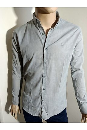 پیراهن طوسی مردانه اسلیم فیت PACHOZ - کد 713682249