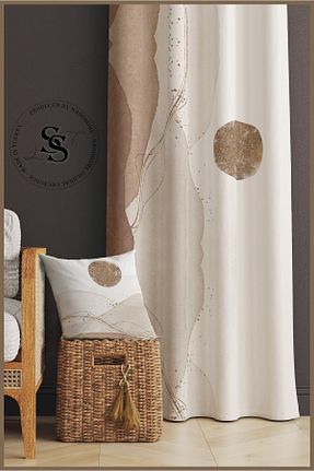 پرده زمینه بژ مخمل SasoHome - کد 714310985
