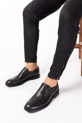 کفش کلاسیک مشکی مردانه چرم طبیعی پاشنه کوتاه ( 4 - 1 cm ) کد 713563548