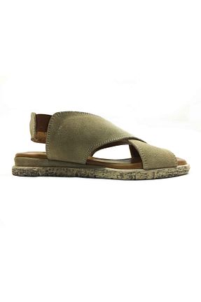 صندل بژ زنانه پاشنه تخت MARİNE SHOES - کد 713572890