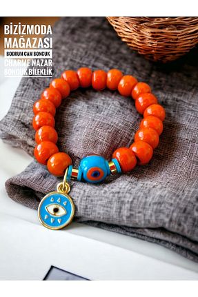 دستبند جواهر نارنجی زنانه منجق bizizmoda - کد 713577598
