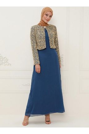 لباس مجلسی حجاب سرمه ای زنانه یقه دوچرخه meksila - کد 683029261