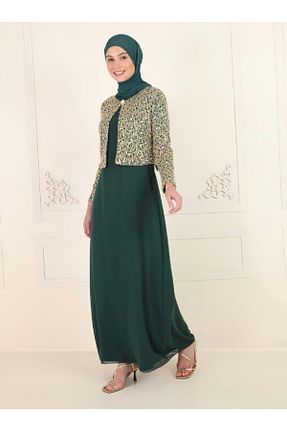 لباس مجلسی حجاب سبز زنانه یقه دوچرخه meksila - کد 683375990