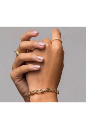 دستبند استیل طلائی زنانه فولاد ( استیل ) کد 715719371