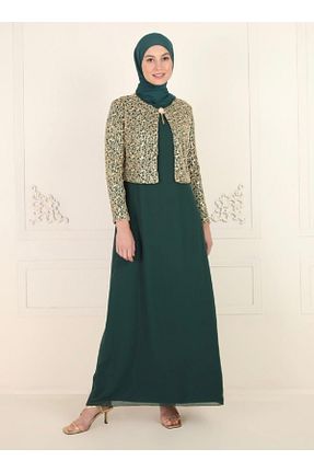لباس مجلسی حجاب سبز زنانه یقه دوچرخه meksila - کد 683375990