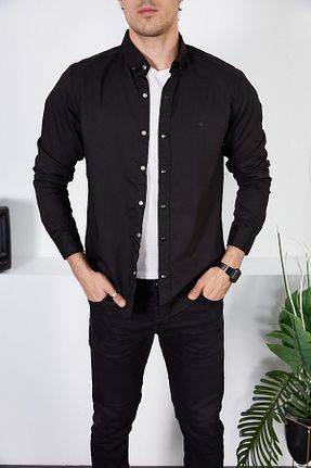 پیراهن سایز بزرگ مشکی مردانه کلاسیک ENZİM JEANS - کد 701873062