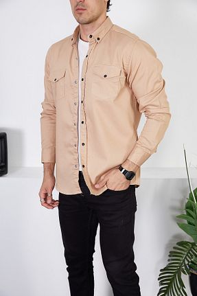 پیراهن بژ مردانه اسلیم فیت ENZİM JEANS - کد 701490944