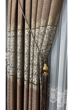 پرده زمینه قهوه ای پلی استر Yuka - کد 411945981