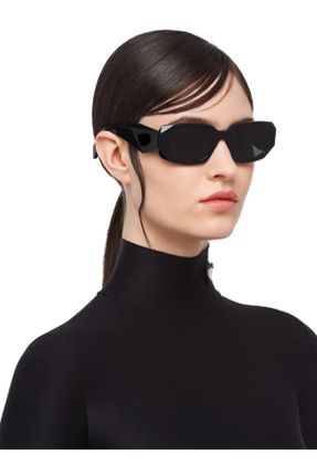 عینک آفتابی مشکی زنانه 49 UV400 آستات مات مستطیل کد 716428855