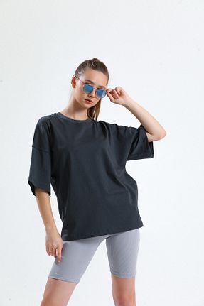 تیشرت طوسی زنانه اورسایز SEESAW - کد 716494131