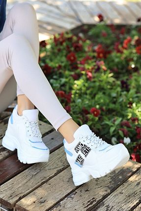 کفش بیرون آبی زنانه چرم مصنوعی LEYDİ SHOES - کد 716571618