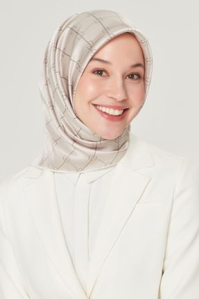 روسری آبی 90 x 90 ساتن ابریشم کرپ طرح هندسی کد 260036806