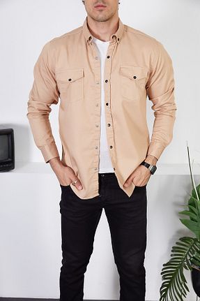پیراهن بژ مردانه اسلیم فیت ENZİM JEANS - کد 701490944