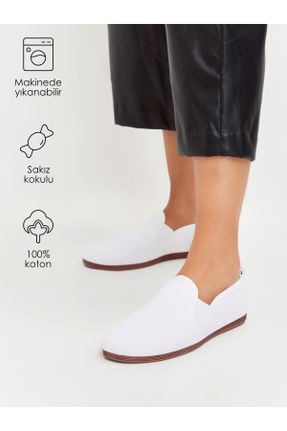 کفش کژوال سفید زنانه پارچه نساجی پاشنه کوتاه ( 4 - 1 cm ) پاشنه ساده کد 716424260