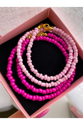 گردنبند جواهر صورتی زنانه منجق Lucky Designs - کد 689339548
